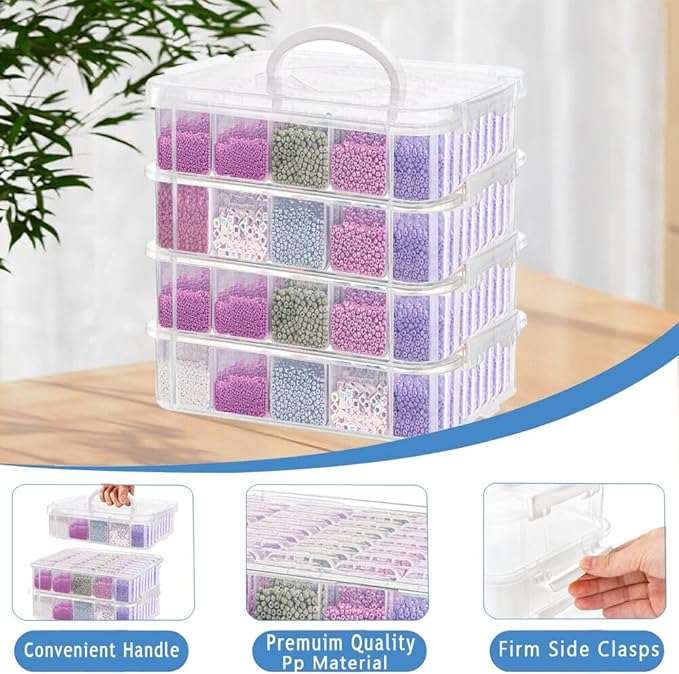 160pcs Bead Storagebead organizer boxes,4-Tier bead organizer boxes and craft storage boxes,Bead storage Stackable portable box,DIY Jewelry Craft Nails, Bracelets, Jewelry, (160pcs(2.09x1.57x0.8Inch)