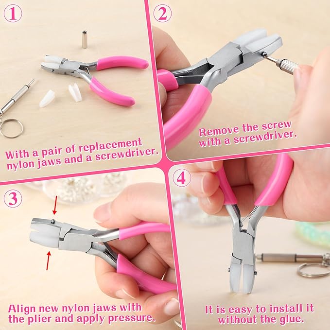SPEEDWOX 3.5-Inch Double Nylon Flat Jaw Pliers for Jewelry Making Flat Nylon Jaw Pliers Small Plier Soft Jaws Plier Ring Bending Tool Jewelry Making Plyer Smooth Jaws Plyers
