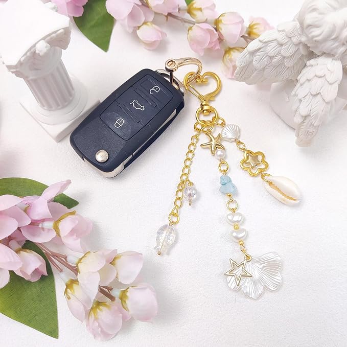 Y2K Aesthetic Keychains for Women Cute Flowers Star Cake Jellyfish Keychins Charms Kawaii Bag Purse Decor