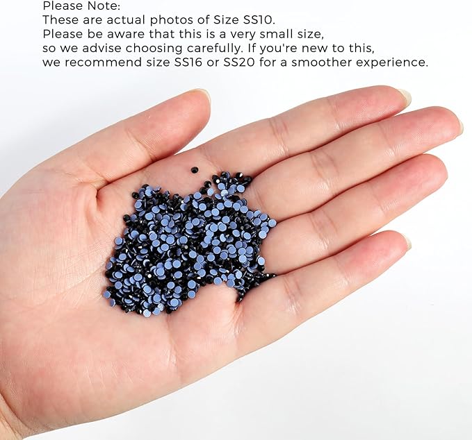 Beadsland Hotfix Rhinestones, 2880pcs Flatback Crystal Rhinestones for Crafts Clothes DIY Decoration, Black, SS10, 2.7-2.9mm