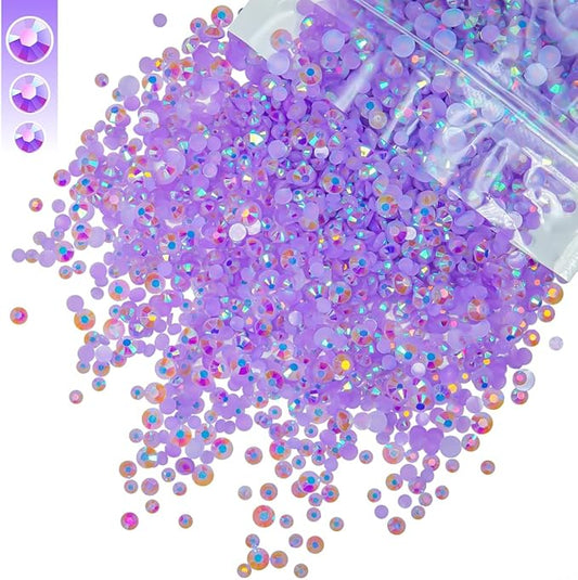 Light Purple AB Resin Rhinestones for Crafting 3mm 4mm 5mm Mix Flatback Jelly Stones Bulk SS10 SS16 SS20 Diamonds Gems for Nails Face Eyes Makeup Tumblers Bottles Crafts Clothes Shoes Phones