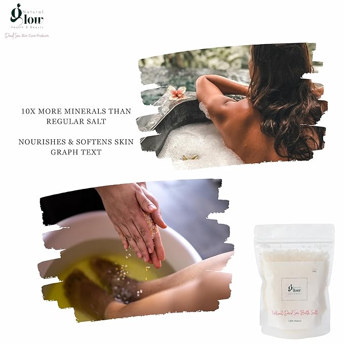 Natural Glow Dead Sea Skincare Gift Set – Mud Mask, Bath Salt, Body Lotion & Mud Soap – Detoxifying, Hydrating & Mineral-Rich Spa Kit for Face & Body – 100% Natural – Travel-Friendly Pouch (4-in-1)