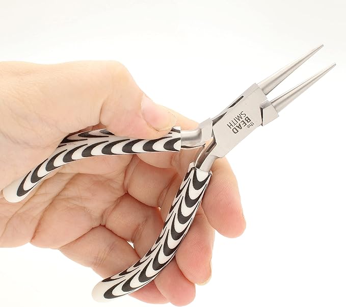The Beadsmith Round Nose Pliers – Zebra Print Line – 5 inches (127 mm) – Comfortable Handle with Double Leaf Springs – Jewelry Making Tool for Creating Bracelets, Earrings and Necklaces