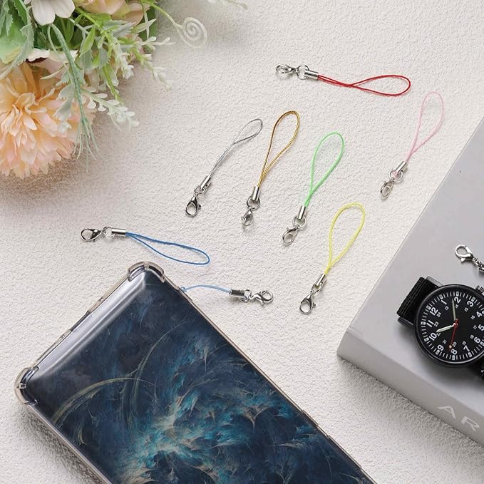 HARFINGTON 100Pcs Clasp Cords Clasp Strap Lanyard Charm Short Finger Rope with Lobster Clasp for Cellphone Cases Keychain DIY Jewelry Making, Mint Green