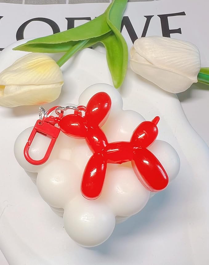LAEKOU Jelly Balloon Dog Design Keychain for Women, Cute Girls Key Chain, Bag Charms Accessories for Car Purse Backpack