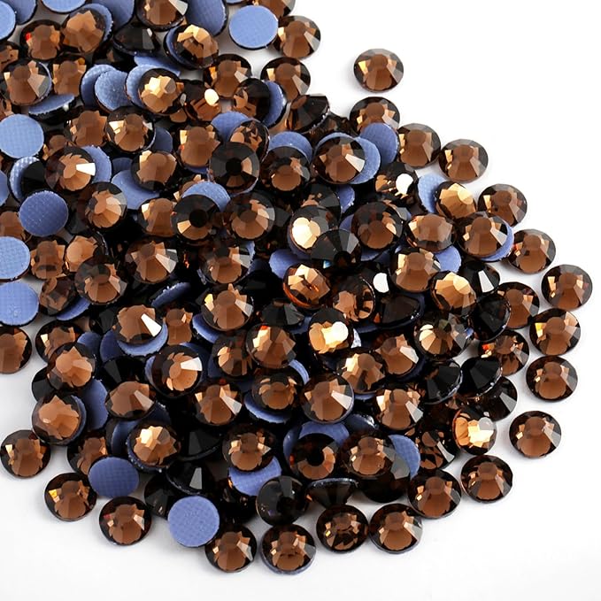 Beadsland Hotfix Rhinestones, 1440pcs Flatback Crystal Rhinestones for Crafts Clothes DIY Decoration, Smoked Topaz, SS20, 4.6-4.8mm