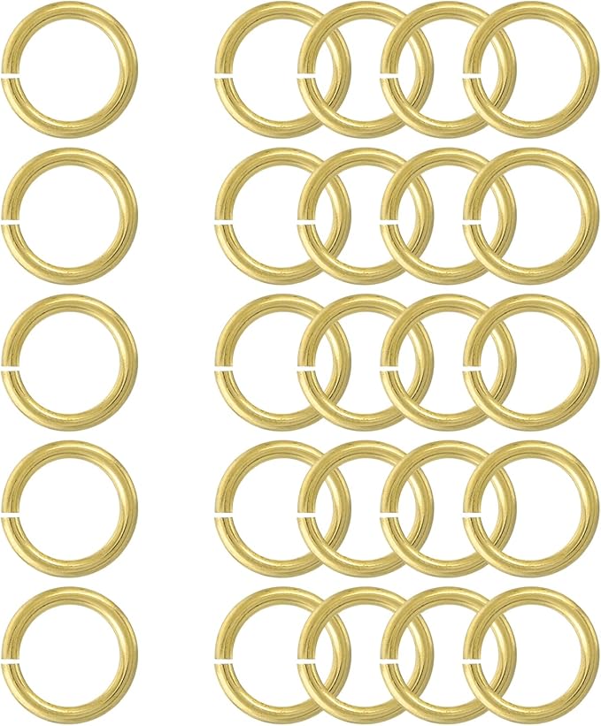 uxcell 25Pcs Open Jump Rings, 14mm/0.55" OD Brass Jump Ring Connectors 2mm Thick O Rings for Necklaces Bracelet Jewelry Making Keychain DIY Craft, Gold Tone