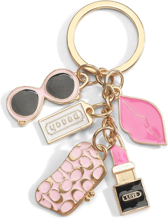 Trendy Keychain Lipstick Keychain Cute Bag Charm Lip Gloss Charms Designer Keychains for Women Birthday Christmas
