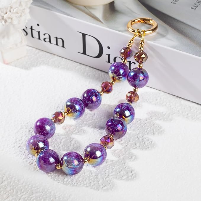 Phone Lanyard Wrist Chain for Cellphone Wrist Strap Phone Bracelet Strap Pearl Beaded Smartphone Wristlet (Amethyst)