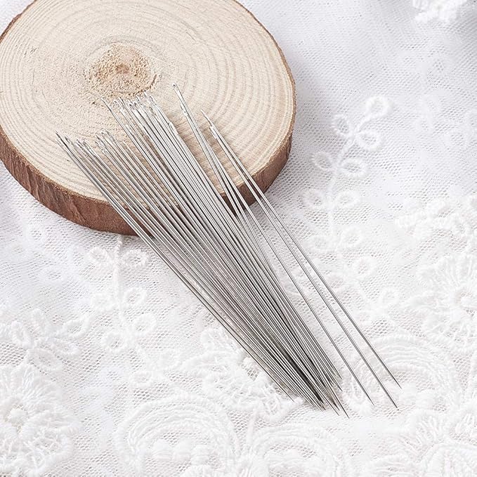 Craftdady 125Pcs Steel Beading Needles 3.5 Inch Long Straight Thin Beading Embroidery Needles for Sewing Easy Threading Jewelry Making