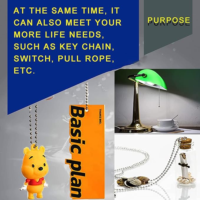 Stainless Steel Ball Bead Chain, 55ft with 100pcs Connectors & Clasps for DIY Crafts & Dog Tag Hanging, 3.0mm
