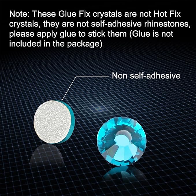 Jollin Glue Fix Crystal Flatback Rhinestones Glass Diamantes Gems for Crafting Nail Art Crafts Decorations Clothes Shoes 2.4mm (ss8 2880pcs, Blue Zircon)