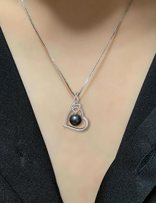 NONNYL Gifts for Women Wife-Tahitian Black Pearl-Necklace-Gift for Wife Wedding Birthday Anniversary Jewelry-Mom Girlfriend Her Mothers Day Gifts for Mom Women Valentines Day Christmas Day Gifts