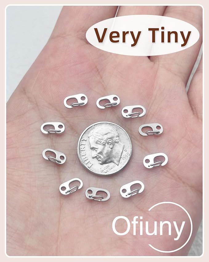 10Pcs Oval Clasp Carabiner Necklace Clasps and Closures Spring Ring Pearl Necklace Enhancer Connector for Jewelry Finding Necklace Bracelet Making