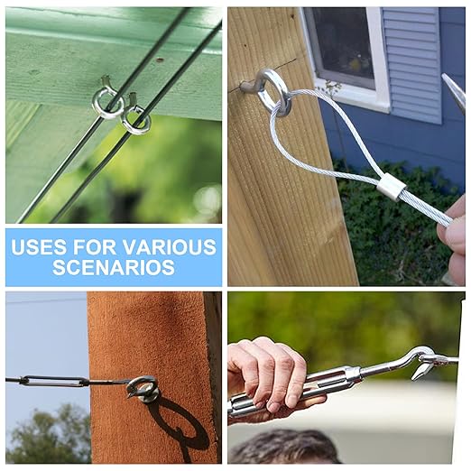 Aovchei Eye Screws, 18Pcs 2.5 Inch Long, 304 Heavy Duty Stainless Steel Screw Hooks, Rust-Resistant Self Tapping Eyelet Bolts for Wood, Securing Cables Wires, Indoor & Outdoor for Hanging Artwork