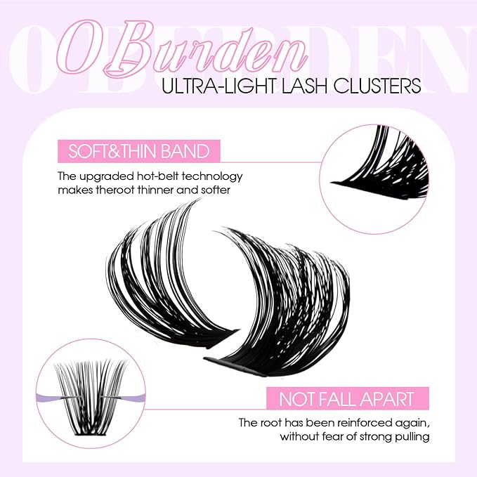 Lash Clusters Kit 60D+80D+100D+150D Wispy Individual Lashes Kit D-Curly Volume Lash Extensions 10-18mm Natural DIY Cluster Lashes Kit for Beginners