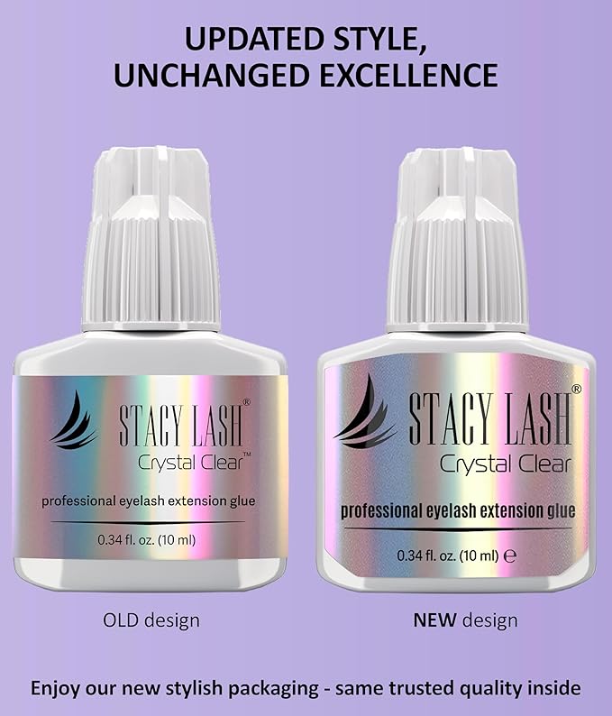 STACY LASH Crystal Clear Eyelash Extension Glue (0.34fl.oz/10ml)/1 Sec Drying Time/Retention – 8 Weeks/Transparent Adhesive/Professional Supplies