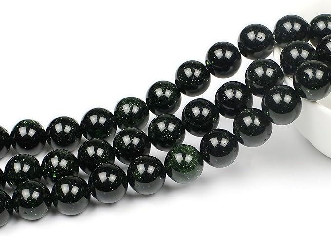 MJDCB Best Sellers Green Sand Stone Round Stone Beads for Jewelry Making DIY Bracelet Necklace (10mm)