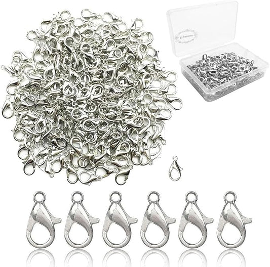 200Pcs Lobster Claw Clasps, 14x8mm Metal Alloy Lobster Clasps, Lobster Clasps for Jewelry Making,Keychains,Bracelet and for DIY Jewelry Necklace Clasps and Closures(Nickel)