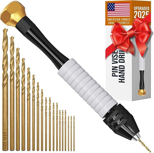 Pin Vise Hand Drill Manual - Jewelry w/Micro Drill Bits (0.8mm-2.5mm) - Rotary Craft Drill for Jewelry Making, Resin, Wood, Plastic, Miniature, Beads, Clay Etc