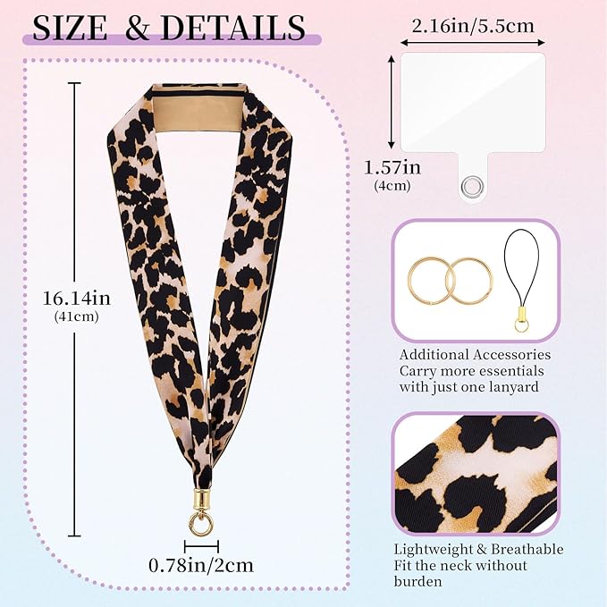 ZOOEASS Phone Lanyard Charm with Tether Tab Neck Lanyards for ID Badges Car Key Women Cute Scarf Keychain Strap Around Neck