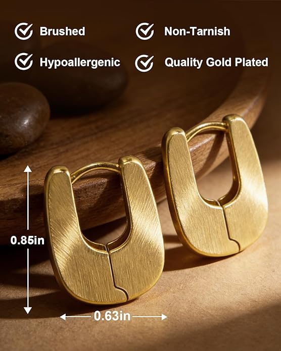 Gold Earrings for Women Trendy, Chunky Gold Huggie Stud Hoop Hypoallergenic Earrings, Jewelry Gifts for Best Friend