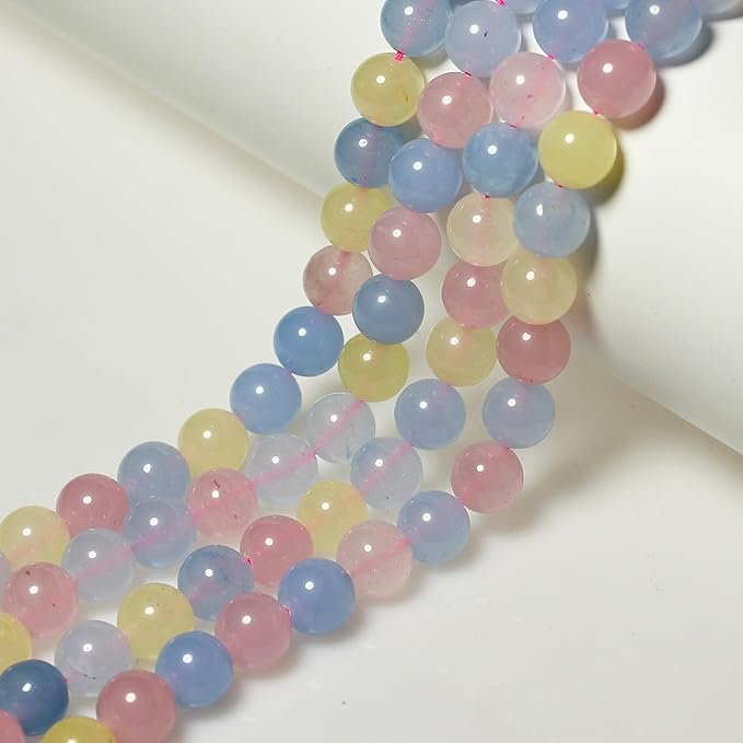 MJDCB Stone Beads 4mm 85pcs Round Morganite Color Jade Loose Gemstone Bead Charms for Jewelry Making Bracelet Necklace Earring Pendant