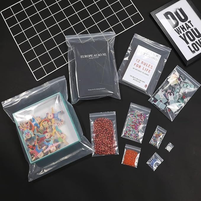 AMKIOKIOA 200pcs 5 x 7 inch Small Plastic Bags, 2 mil Thick, Zip Bag, Mini Clear Jewelry Bags, Baggies with Resealable Zip Bag for Small Business, Daily Vitamin, Jewelry, Candy