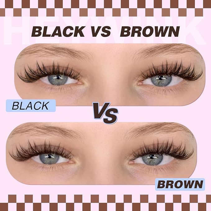Brown Lash Clusters Kit Velure Lash Extensions Kit Dark Brown Natural Eyelash Clusters D Curly Short Lash Cluster 8-14mm Lash Clusters Natural with Invisible Band Individual Lashes(Velure-Dark Brown)