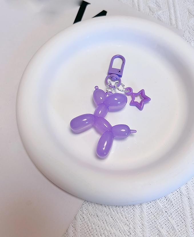 LAEKOU Star Balloon Dog Keychain for Women, Cute Y2K Key Chain Accessories, Aesthetic Charms for Bag Backpack