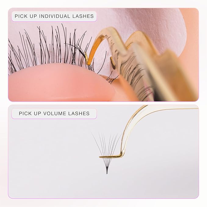 Curacoro Lash Tweezer - Professional & Precision Fiber Tip Grip Lash Tweezers for Eyelash Extensions, Multi Shapes & Purposes Tweezers for Volume, Isolation & Classic Lashes (Silver, Save Time)