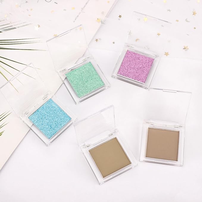 Erinde Glitter Shimmer Sparkle Eyeshadow Palette, Green Glitter Sparkle Eye Shadow Makeup, Single Monochrome Long-Lasting Eye Makeup, Smooth Formula, Vegan & Cruelty-Free, C06 Summer Sparkle