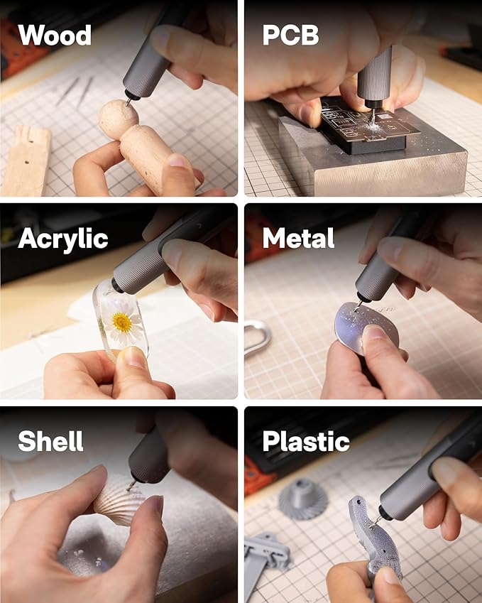 HOTO SNAPBLOQ™ D-A03 Electric Mini Drill Pen, Ultimate Cordless Portable Tool for Artists & DIYers, 3-Speed USB-C Rechargeable, Engraving Pen for Jewelry Making, PCB, Wood, Plastic, DIY Crafts