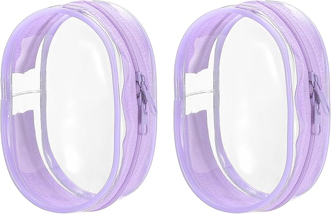 PATIKIL 3x4 Inch Clear Display Bag, 2 Pcs Pouch for Collectibles Pompom Ball Portable Mini Doll Pouch Carrying Case Blind Box Figures Display, Purple