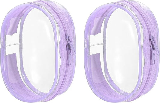 PATIKIL 3x4 Inch Clear Display Bag, 2 Pcs Pouch for Collectibles Pompom Ball Portable Mini Doll Pouch Carrying Case Blind Box Figures Display, Purple