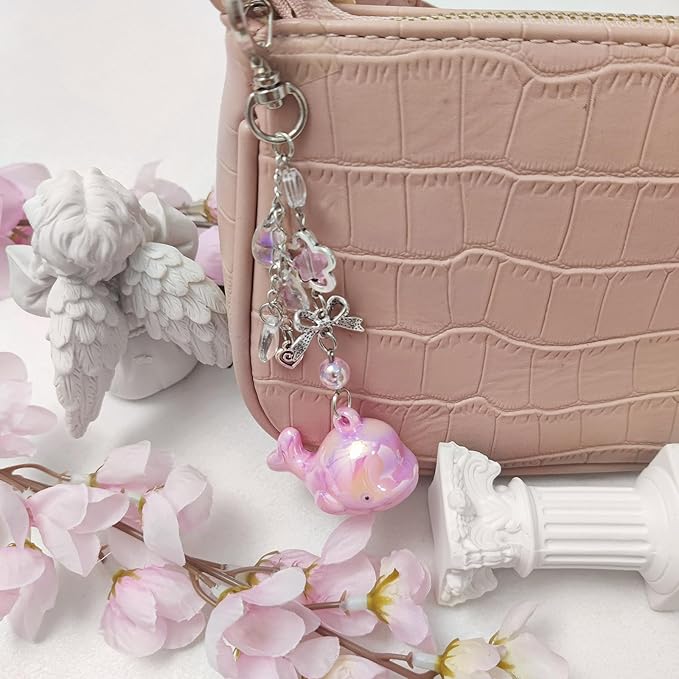 Cute Keychain Aesthetic Y2K Keychain Accessories Heart Butterfly Strawberry Bear Key Chain for Keys Bags Women Gifts