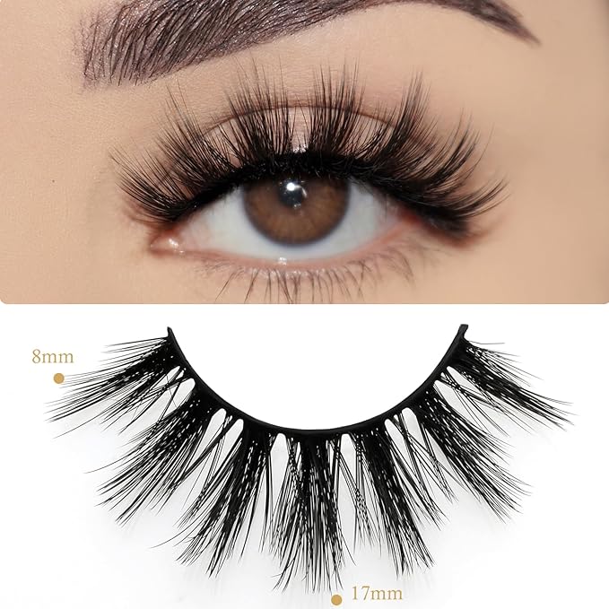 Wholesale Lashes, 3D Faux Mink Eyelash Bulk, 18mm Handmade Reusable Eye Lash, Dramatic Fluffy False Lash with Glitter Portable Packing (30 pairs - A06)