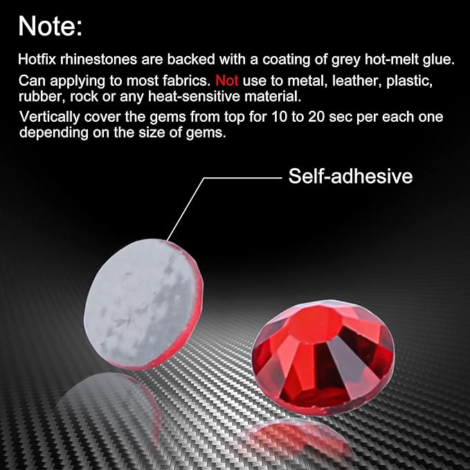 Hot Fix Crystal Flatback Rhinestones Glass Diamantes Gems 4.8mm(20ss 1440pcs, Red)