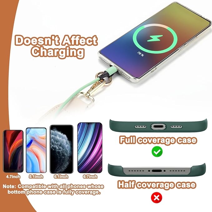 XANGNIER Clip and Go Strap for Phone with Wallet Crossbody, Phone Strap with Zippered Wallet, Adjustable Anti Theft Cellphone Lanyard for Women, Cellphone Chain Accessories,Multicolor 9