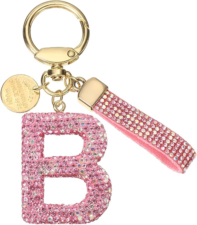 PATIKIL Initial Letter Keychain, Cute Sparkly Rhinestone Key Chain Alphabet Charm for Car Keys Handbags Purse
