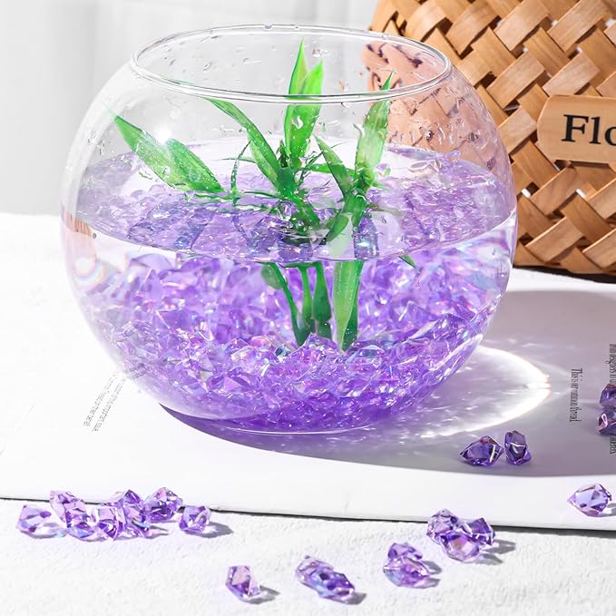 DomeStar 550PCS Bright Purple Vase Fillers, Acrylic Fake Crushed Ice Purple Gems Crystals Plastic Diamonds for Vase Fillers Centerpiece Fish Tank Table Scatter Photography Props Display Decoration