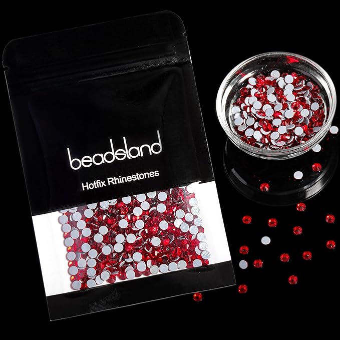 Beadsland Hotfix Rhinestones, 288pcs Flatback Crystal Rhinestones for Crafts Clothes DIY Decorations, Light Siam, SS30, 6.3-6.5mm
