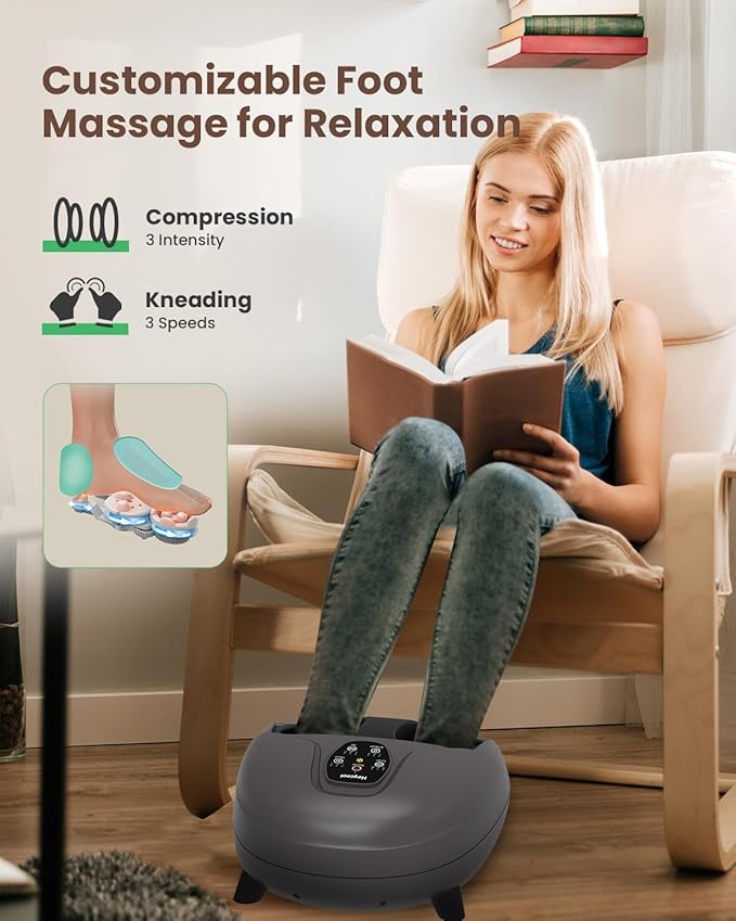 Heycool Shiatsu Foot Massager Machine with Heat,Feet Massager for Plantar Fasciitis Neuropathy, Soles & Instep Heating, Remote Control, Up to Men Size 14, Gift for Mom Dad