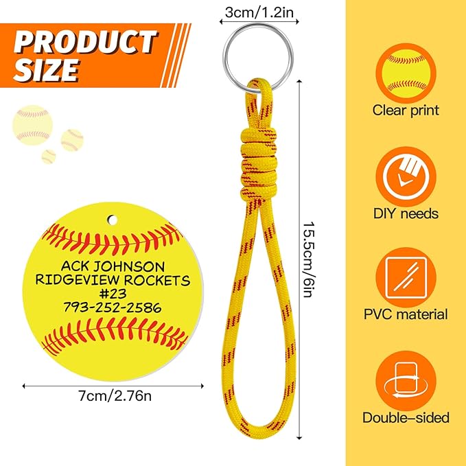 Eyourlife 6Pcs Braiding lanyard keychain With 2.75 in Name Id and DIY Pocket Hug Card For boys Sports enthusiast Team Gift