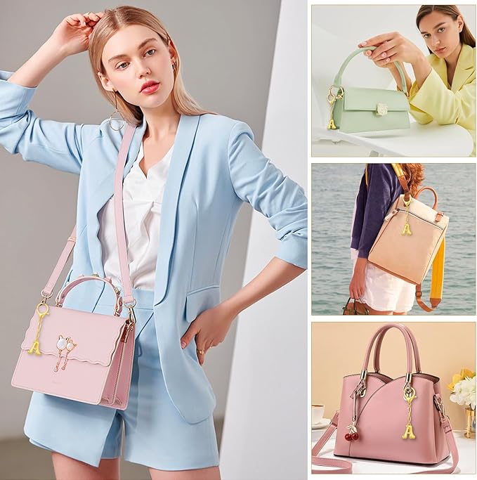 VICKHU Gold Plated Bubble Initial Letter Cute Keychain for Women Car Key Purse Decorative Keyring Handbag Charms Fashion