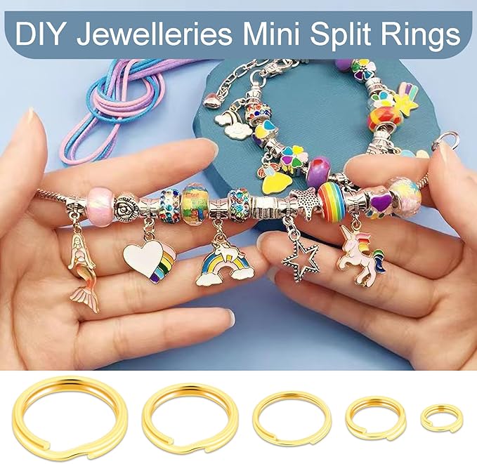 100pcs 8mm Tiny Split Ring for Jewelry Making, Double Loops Round Split Jump Rings Necklaces Bracelets Earrings Metal Mini Key Rings DIY Craft