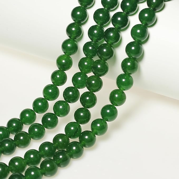 MJDCB Stone Beads 6mm 60pcs Round Blackish Green Jade Loose Gemstone Bead Charms for Jewelry Making Bracelet Necklace Earring Pendant