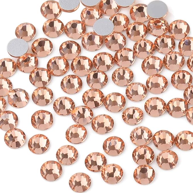 Beadsland Flat Back Crystal Rhinestones Round Gems for Nail Art and Craft Glue Fix, Champagne, 10mm, SS50/144pcs