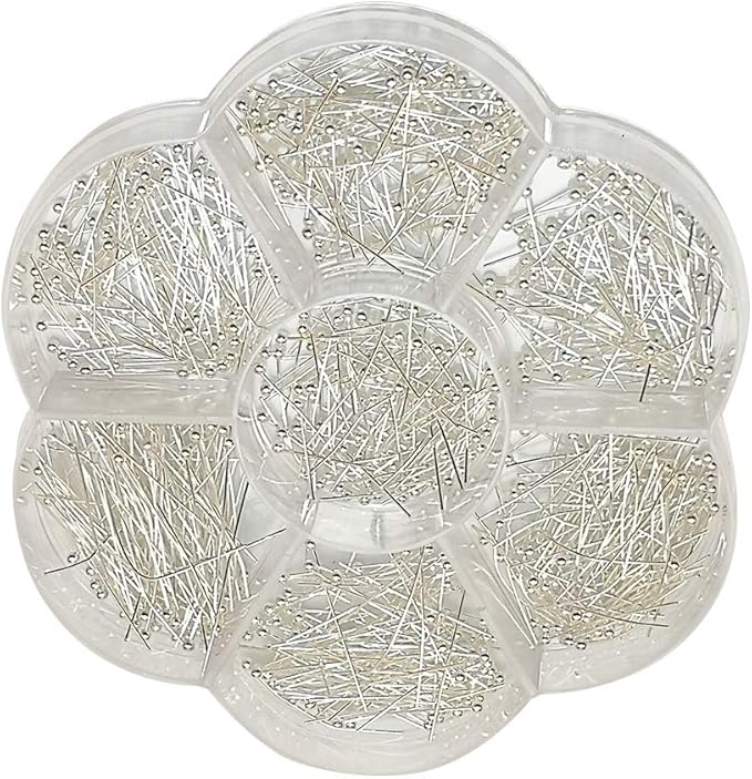 Chenkou Craft Silver Assorted 700pcs Mix Size Brass Ball Head Pins for Jewelry Making (Silver, Mix)