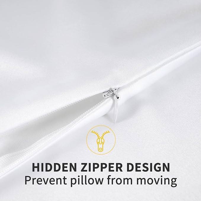 ZIMASILK 100% Pure Mulberry Silk Pillowcase for Hair and Skin Health,Soft and Smooth,Both Sides Premium Grade 6A Silk,600 Thread Count,with Hidden Zipper,1pc (King 20''x40'', White)